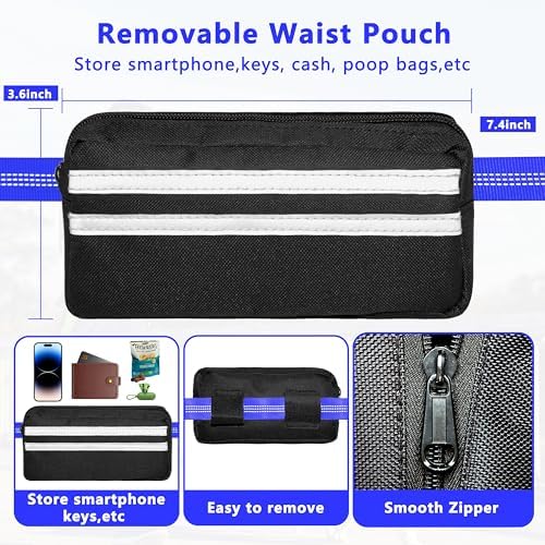 Hands Free Dog Leash with Zipper Pouch for Dog Walking