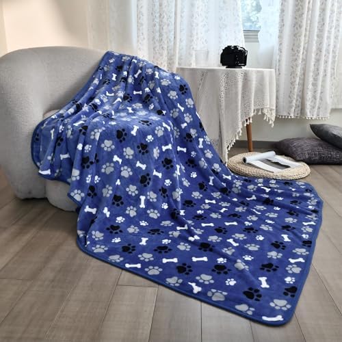 Dog Blanket Waterproof, Reversible Sherpa Fleece Sofa Protector 40x30 Blue