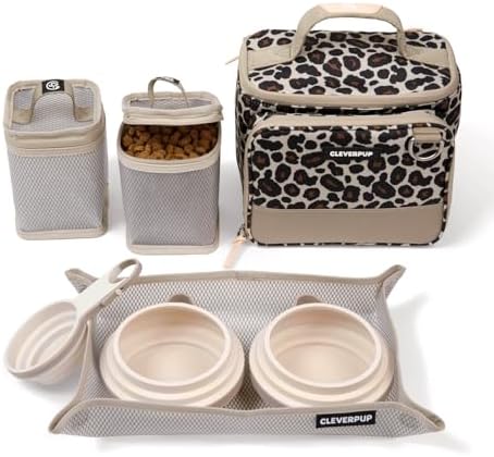 Cleverpup Bistro Box Small 7-Piece Dog Food Travel Kit - Leopard