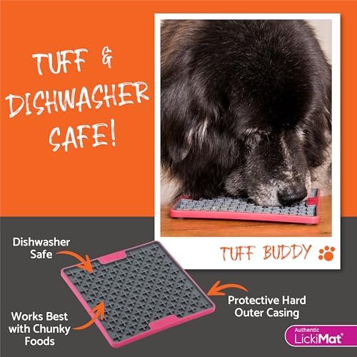 LickiMat Tuff Buddy Slow Feeder Lick Mat for Dogs, Turquoise, Boredom Aid