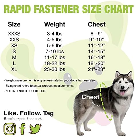 EcoBark Extra Small Dog Harness, Step in Vest, Forest Green, XS Dogs