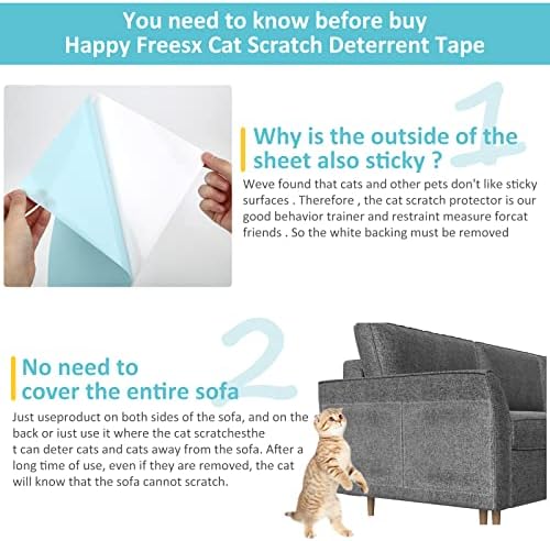 Cat Scratch Deterrent Tape, 16 PCS Anti Scratch Furniture Protector from Cats, Couch Corner Protectors, Sticky Paws for Cats, Training Tape, Self-Adhesive Cat Tape