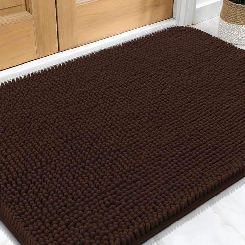 OLANLY Dog Door Mat for Muddy Paws 34x21, Super Absorbent Chenille Mud Mat