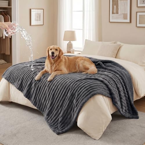 PuTian Waterproof Dog Blanket for Couch, 50"x60", Dark Grey