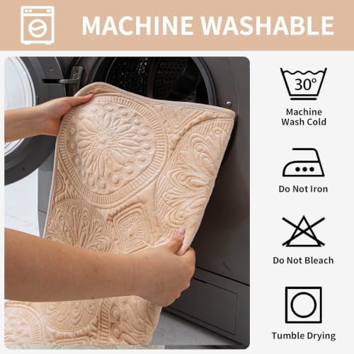 Couch Covers for Sofa, Flower Couch Cover for Dogs, Bohemia Sofa Covers Washable, Anti Slip Furniture Protector Covers for Armrest(1pc, Khaki, 27.6"x 27.6")