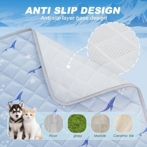 Cooling Mat for Dogs, Cooling Mat for Cats, Breathable Gel-Free, 27 x 39 In