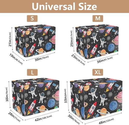 Cute Space Adventure Black Breathable Dog Crate Cover Roll-up Side Panels Pet Cage Cover with Openings X-Large