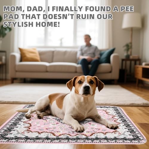 KOOLTAIL Washable Pee Pads for Dogs, 4 Pack Super Absorbent Reusable Puppy Training Pads Waterproof, Nonslip and Leak-Proof Dog Pee Pads, Large Pet Mats Whelping Pads for Floor, Crate, Couch, 24"x36"
