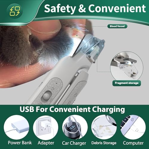 CATPICK 2-in-1 Cat & Dog Nail Clippers with Grinder and Dual LED Lights
