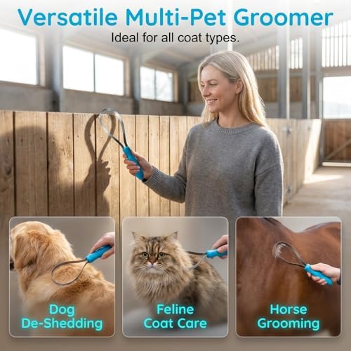 Dual Sided Shedding Blade for Cats & Dogs, Stainless Steel Shedding Blade Deshedding Tool, Curry Comb Pet Grooming Brush for Loose Hair Removal on Short & Long Coats (2PC)