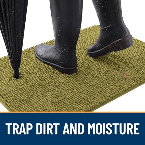 OLANLY Dog Door Mat for Muddy Paws 40x24, Super Absorbent Chenille Mud Mat