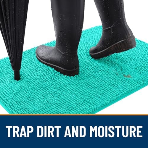 OLANLY Dog Door Mat for Muddy Paws 50x30, Super Absorbent Chenille Mud Mat
