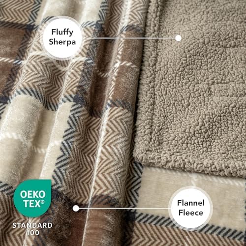 PetAmi Waterproof Dog Blanket for Large Dog Cat Pet, 60x80, Plaid Taupe