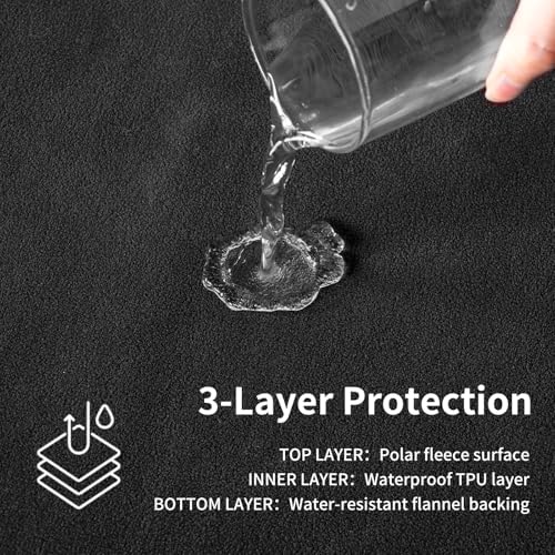 QiyI Reversible Waterproof Blanket for Bed King Size, 80"x90", Black/Grey