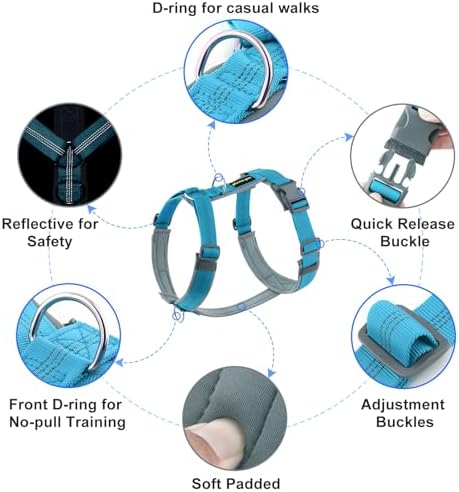 Plutus Pet No Pull Dog Harness, Adjustable Nylon Harness with Soft Padding