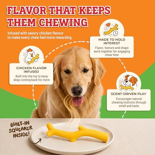 Baba Buddies Twiggy Dog Chew Toy for Aggressive Chewers Chicken Flavored