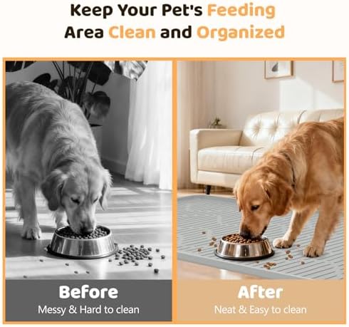 Silicone Cat & Dog Food Mat 24" x 17" Pet Feeding Mat for Food and Water