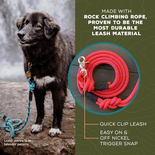 Wilderdog Climbing Rope Quick Clip Dog Leash - 5 ft - Lime