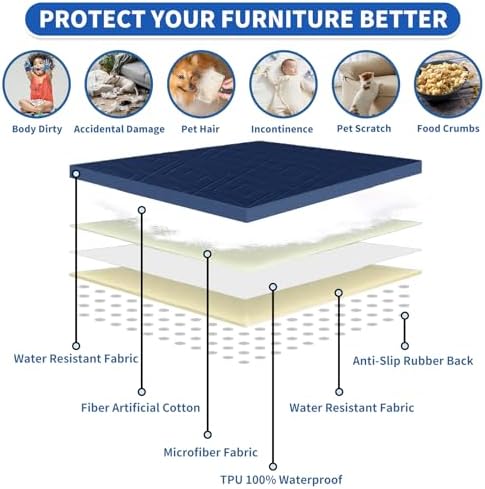 2026 Waterproof Sofa Dog Blanket (30"x70") Comfy Couch Sofa Mat for Pets with Anti-Slip Back, Universal Incontinence Lightweight Liner Pad for Furniture Car Picnic etc Durable Washable, Navy Blue