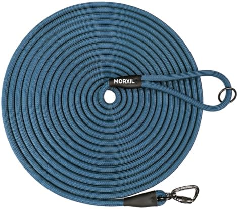 Long Dog Leash, 10ft 30ft 50 feet Heavy Duty Dog Training Leash, Aviation Aluminum Auto Locking Carabiner, Nylon Rope Long Line Check Cord Recall Lead for Yard,Playing,Camping,Navy Blue,50FT