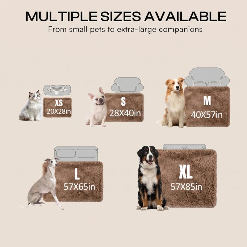 Pet Blankets Waterproof Fluffy Fleece Blanket Cat Dog Blankets Liquid Pee Proof Throw Blanket Reversible Furniture Protector Cover Washable for Couches Beds Sofa 57"x40" Brown