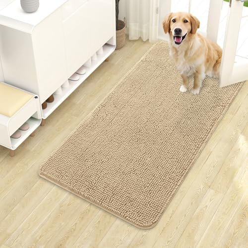 OLANLY Dog Door Mat for Muddy Paws 40x24, Super Absorbent Chenille Mud Mat
