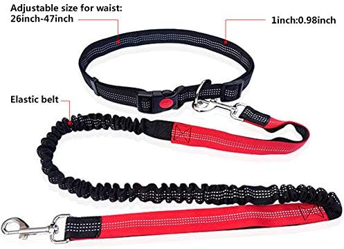 Retractable Hands Free Dog Leash for Running Walking Training Hiking,Bungee Waist Leash Adjustable Waist Belt Reflective Stitching Leash Shock Absorbing for Puppy, Small & Medium Dogs