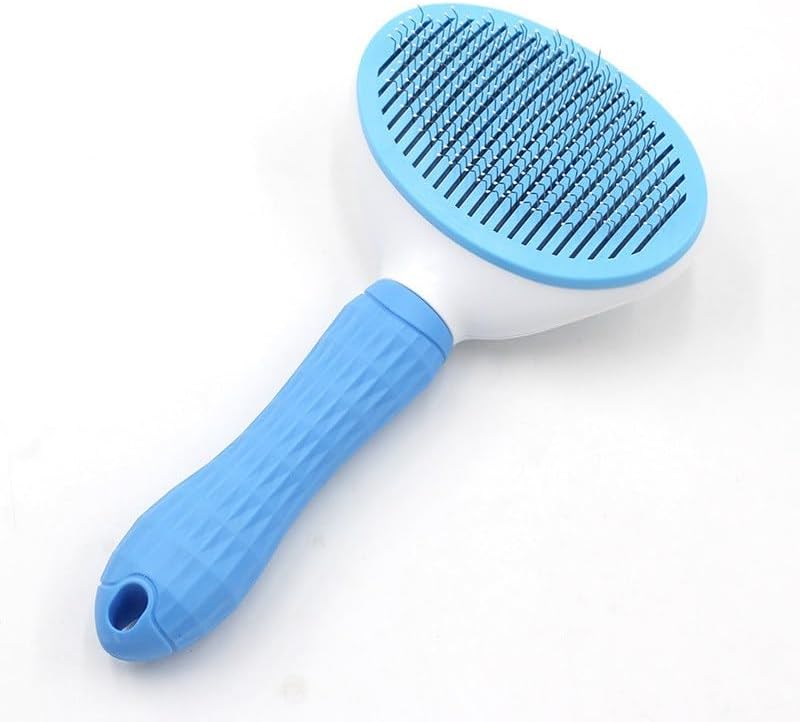 Self-Cleaning Pet Grooming Brush – Stainless Steel Slicker Brush for Dogs, Cats, Rabbits & Small Pets – Ideal for Shedding, Tangles, and Mats – Perfect for Short & Long Hair Breeds by (Blue)