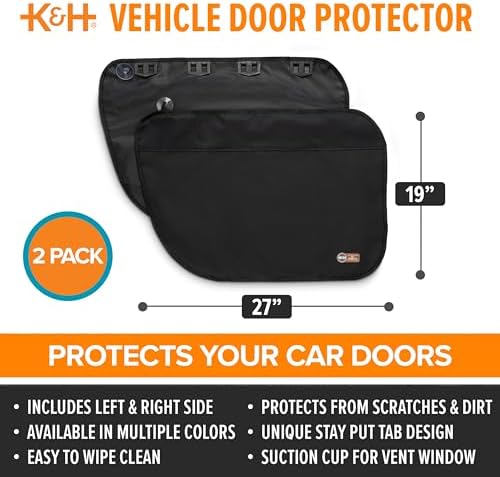 K&H Car Door Protector for Dogs, 2 Pack - 27x19in Black