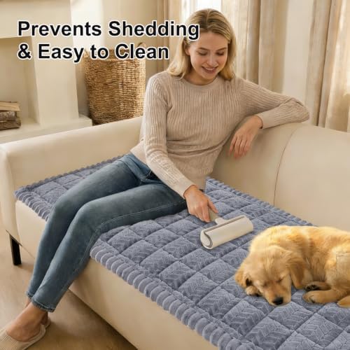 Smiry Couch Cover for Dogs, Non Slip Fuzzy Pet Sofa Covers Washable
