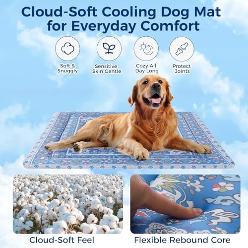 BINGPET Cooling Mat for Dogs, 48x28in Reversible Self-Cooling Dog Pad