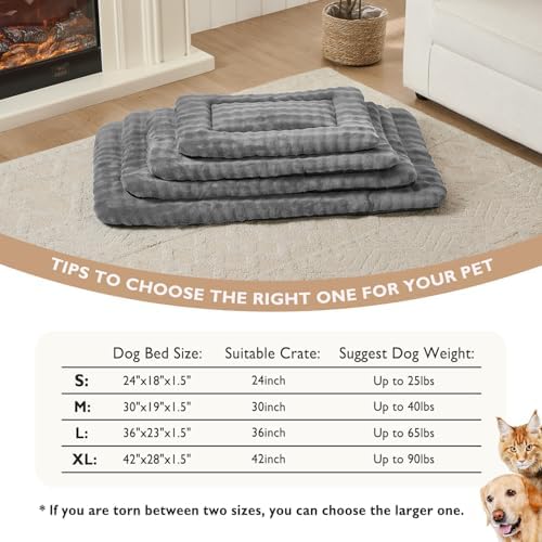 Pet Bed Mat Crate Pad for Cats Small Dogs, Grey, 24"x 18"