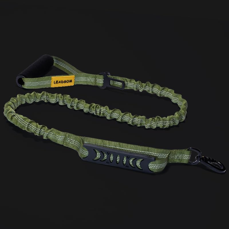 6FT Highly Reflective Heavy Duty Elastic Bungee Medium and Large Dog Leash Shock Absorbing with Comfortable Padded Handle and Traffic Handle Suitable for Training