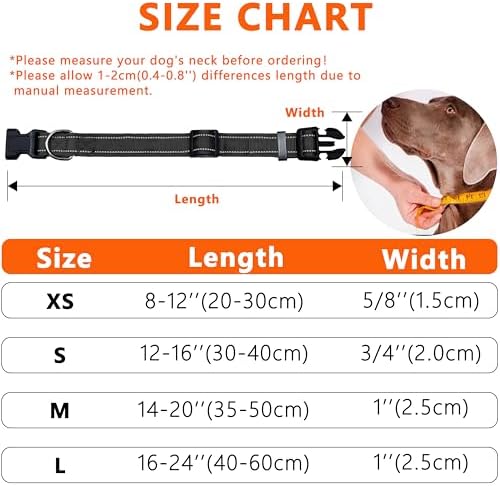 Seyezo Reflective Dog Collar, Soft Neoprene Padded Collar(Black,L)