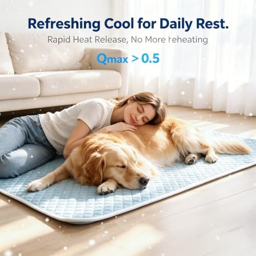 Self-Cooling Dog Mat, Q-max>0.5 Breathable Pet Pad for Summer