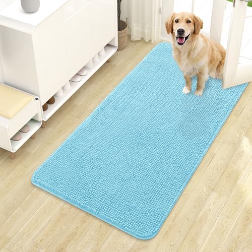 OLANLY Dog Door Mat for Muddy Paws 44x24, Super Absorbent Chenille Mud Mat