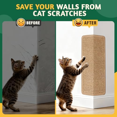 ENONCI Corner Cat Scratcher Wall, 19.6x9.8 Cat Scratcher Pad for Door Frame
