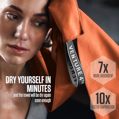 VENTURE 4TH Quick Dry Microfiber Towel for Camping & Gym - Orange XL