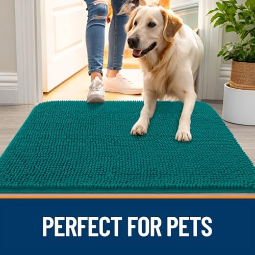 OLANLY Dog Door Mat for Muddy Paws 59x24, Super Absorbent Chenille Mud Mat