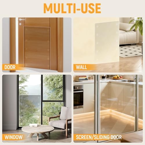 In hand Heavy Duty Door Scratch Protector for Dogs & Cats, 36" x 24" Extra Large Clear Door Guard, Thickened Anti-Scratch Shield with Strong Removable Adhesive Pads, No Residue & Safe for Doors
