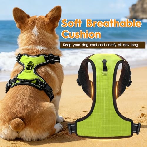 No Pull Dog Harness, No-Choke Soft Padded Reflective Dog Vest Harness with Front Clip & Top Handle, 2 Quick-Release Buckles, Adjustable for Small Medium Large Dogs