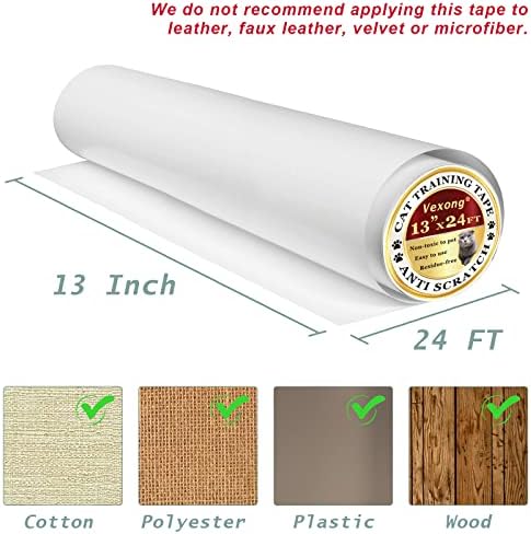 Anti Cat Scratch Furniture Protector, Transparent Self-Adhesive Couch Furniture Protectors from Cats Scratching Claws, Cat Scratch Couch Protector (13" X24FT)