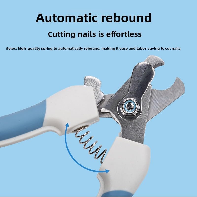 Safety Guard Pet Nail Clipper and File Set, Stainless Steel Crescent Blade, Spring Loaded Locking Grooming Tool, Small and Large for Cats and Dogs