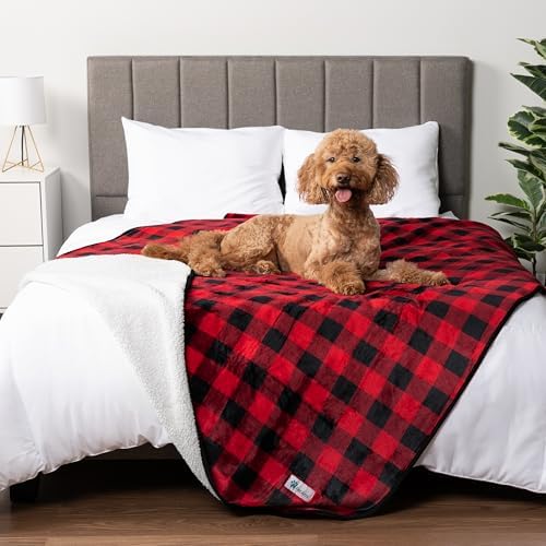 PetAmi Waterproof Dog Blanket Puppy Cat Bed Cover Queen 90x90 Checker Red