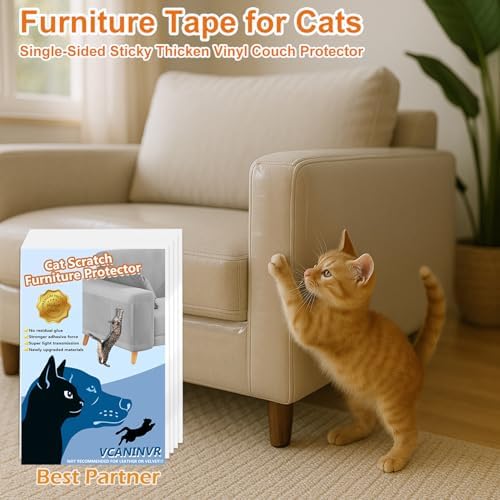 18 Pack Cat Scratch Furniture Protector Anti-Scratch Deterrent Tapes Premium Cat Couch Protector with Strong Stickiness No-Residue for Couch Doors & Walls