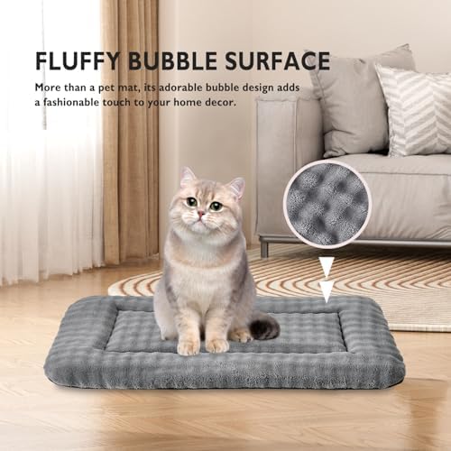 Pet Bed Mat Crate Pad for Cats Small Dogs, Grey, 24"x 18"