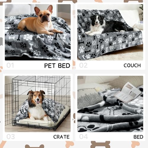 Rezutan Upgraded Flannel Blankets for Large Dogs & Cats, Grey 60" x 50"