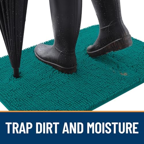 OLANLY Dog Door Mat for Muddy Paws 36x24, Super Absorbent Chenille Mud Mat