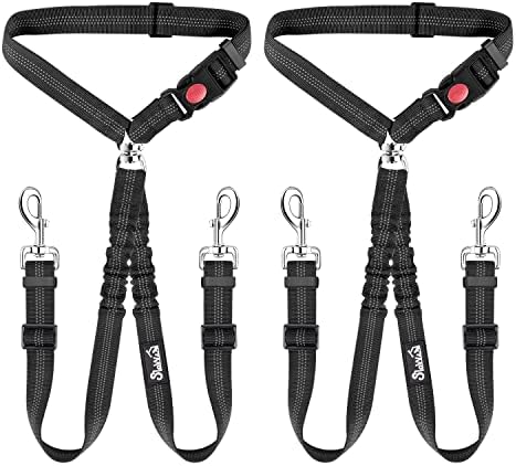Lukovee Double Dog Car Seat Belt, No Tangle Headrest Restraint