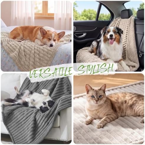 Waterproof Dog Blanket, Washable Reversible Pet Blankets, 27x39in, Camel